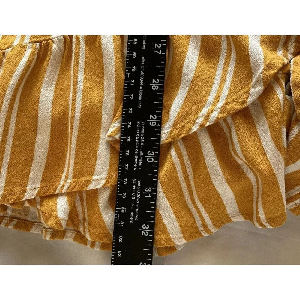 Xhilaration Womens XXL Faux Wrap Sunflower Yellow White Striped Ruffle Hem Dress